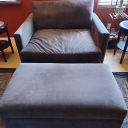 Crate & Barrel Axis Chair and a Half + Storage Ottoman 