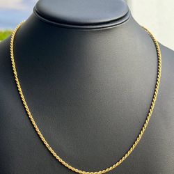 Jewelry 10k hollow yellow gold Rope necklace chain 21.00" 2.00mm width