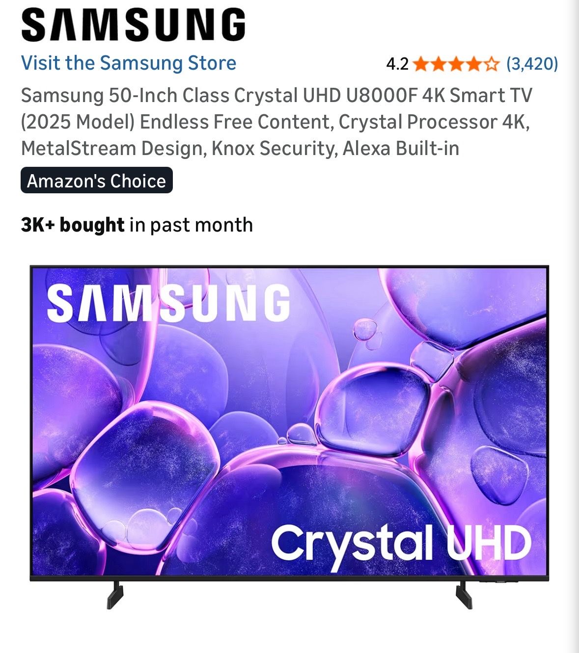 Samsung 50-inch Smart TV with wall mount- NEW
