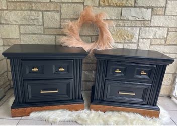 Timeless Set of nightstands Two Tone Black and Wood