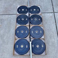 New Barbell Weight Plate Sets (Bumper Plates, Rubber Coated, And Cast Iron)