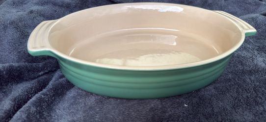 Green Ceramic Oval Baking Dish