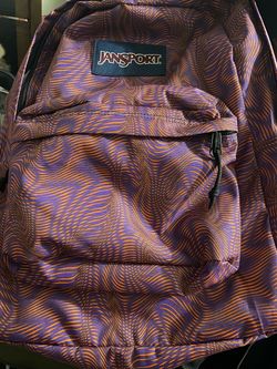 JanSport Backpack Purple Orange Wave Print