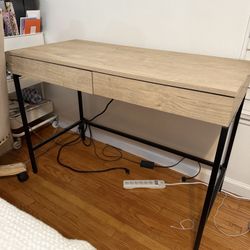 Desk With Drawers And Built In Outlets 