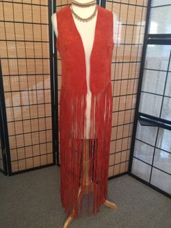 Leather fringe vest