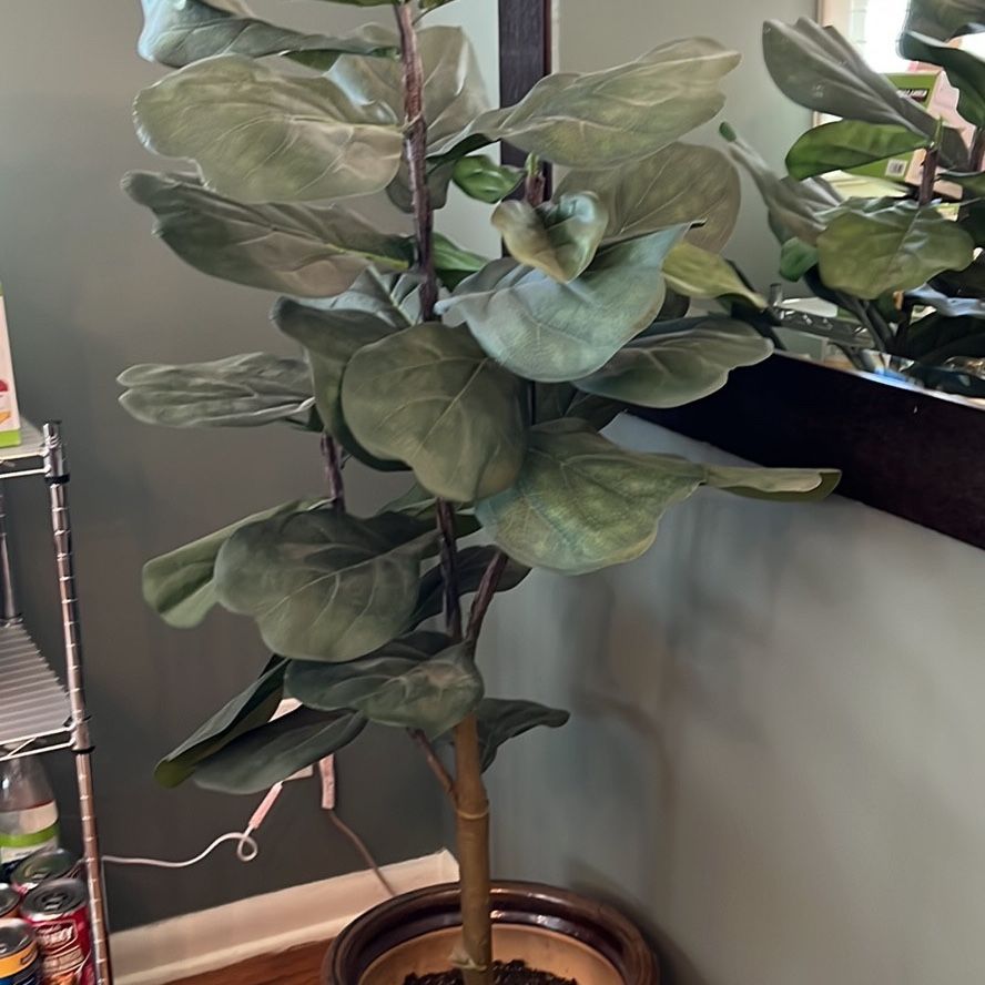 5’ Faux Fiddle Leaf Fig In Ceramic Pot