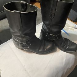 Blk Leather  Boots 