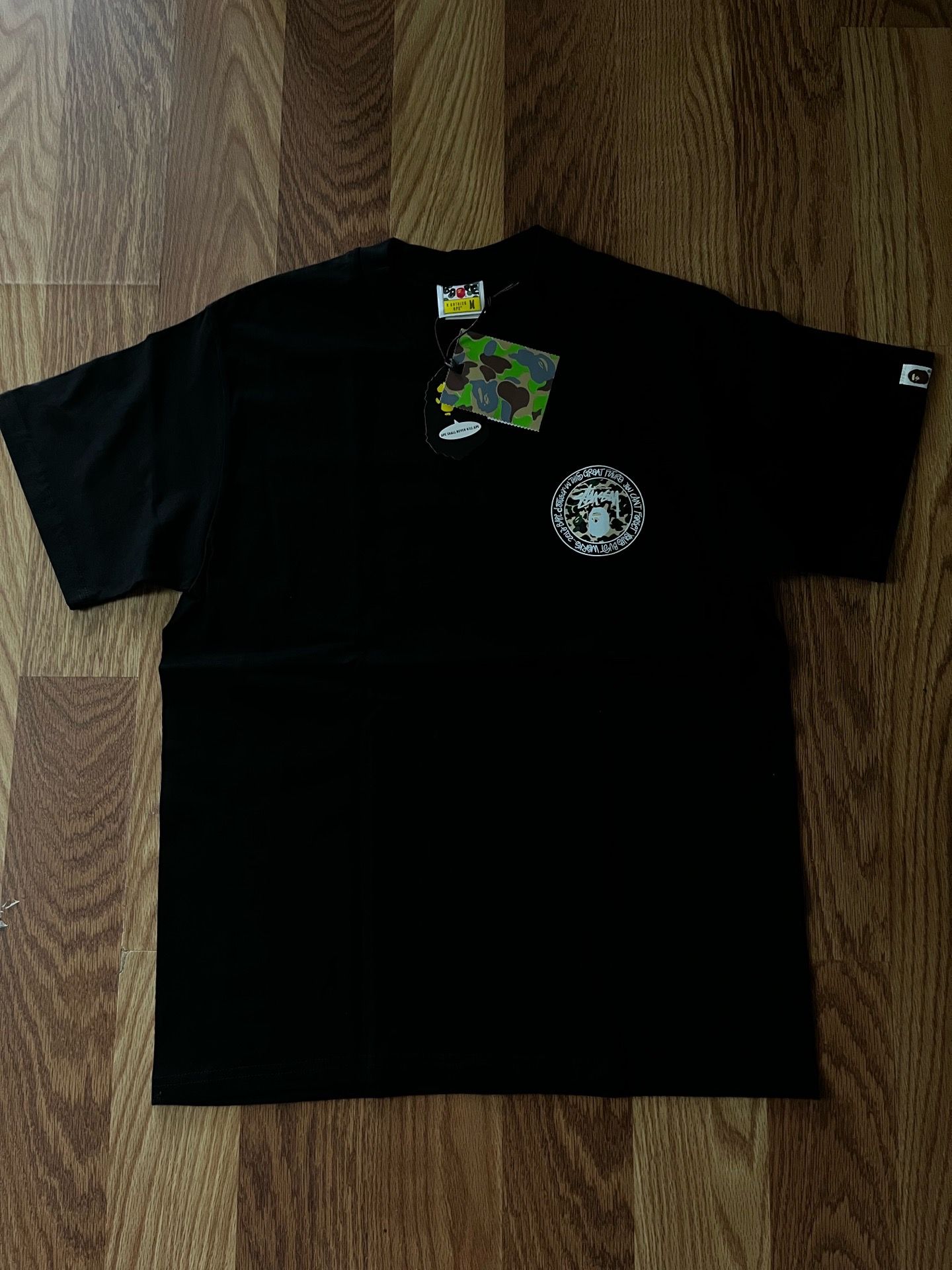 Bathing Ape x Stüssy "Busy Works" Camo Tee (Black)