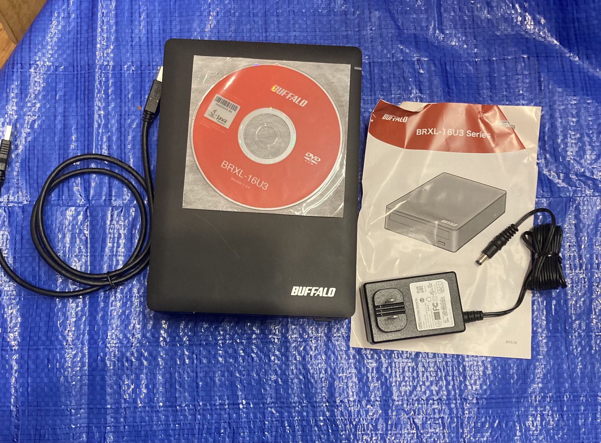 BUFFALO MediaStation Desktop 16x External Blu-ray Writer for PC with USB 3.0. TAA Compliant. Plays and Burns Blu-Rays, DVDs, and CDs.