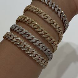 10K Yellow Gold Natural Diamond Miami Cuban Bracelet 