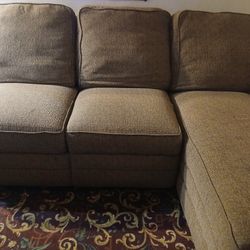 Brown Tweed 3 Piece Sectional Sofa.
