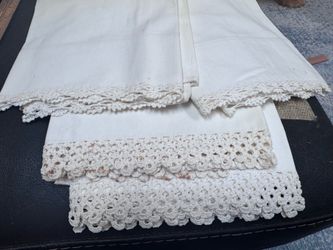 Four antique pillowcases with handmade lace, free