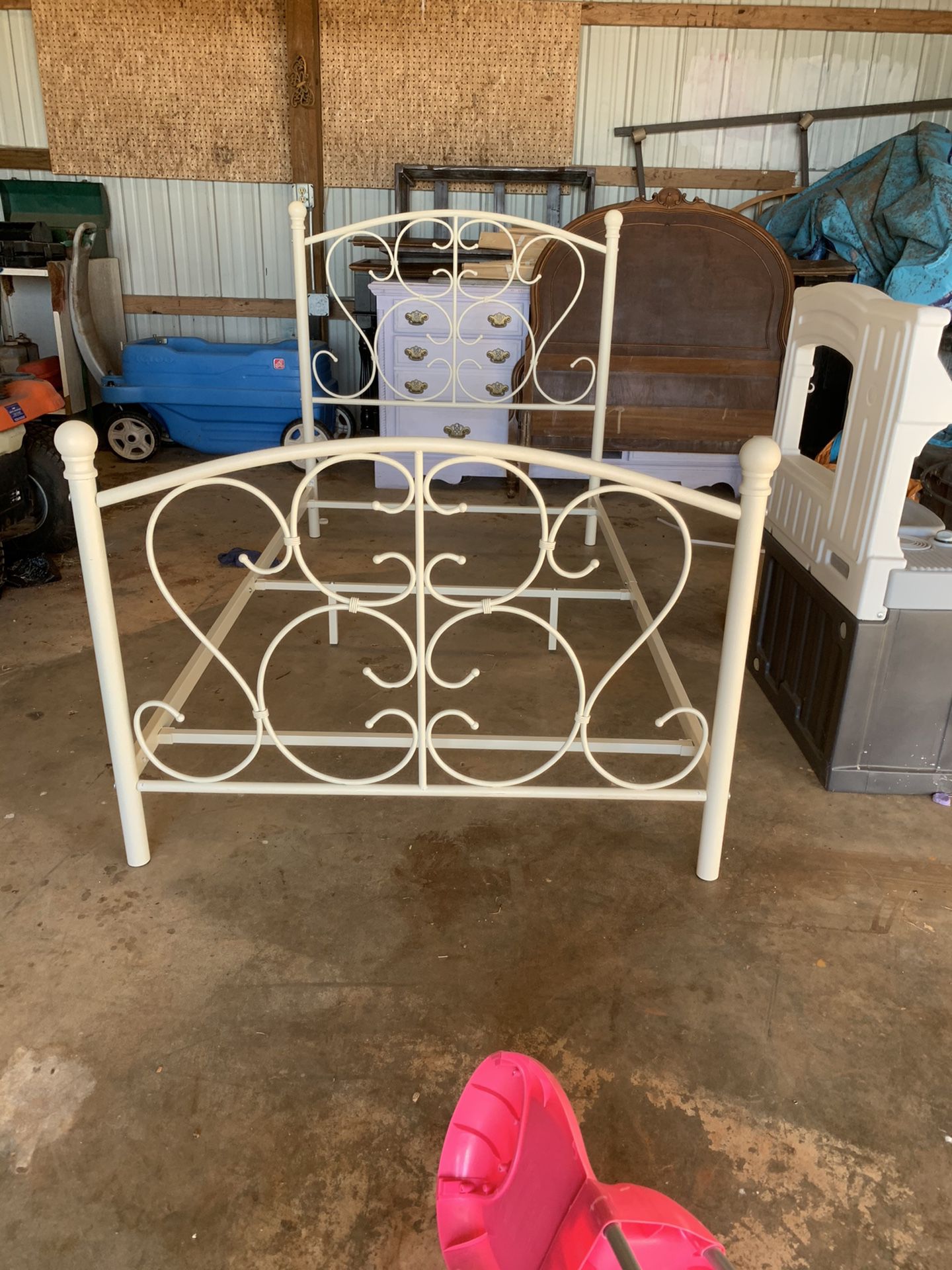 Off white twin metal bed frame
