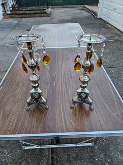 2 metal candle holders
