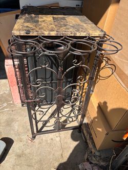 Wrought Iron Wine Rack with Faux Marble Top