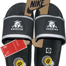 Las Vegas Raiders Nike Off Court Slides Sandals Mens 8 New