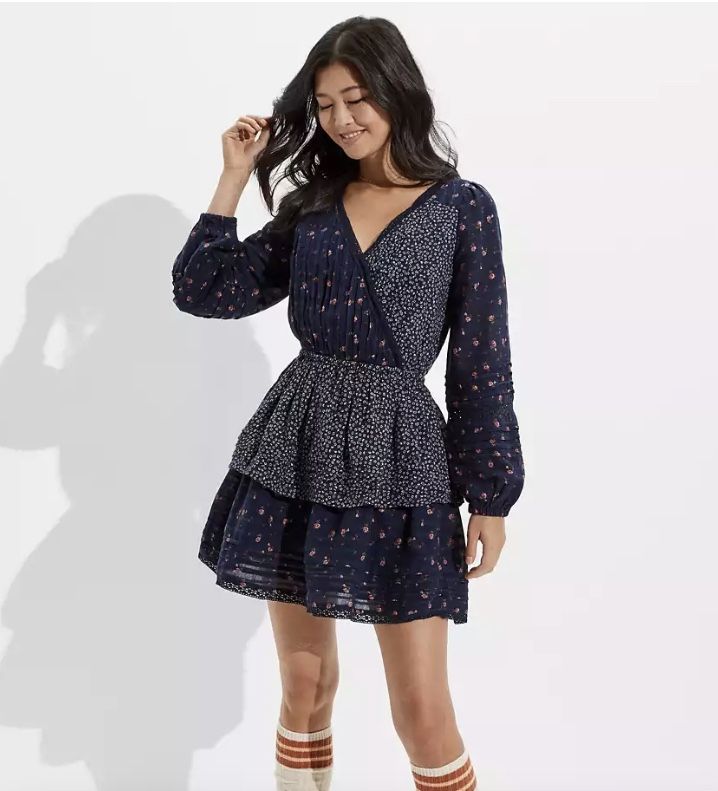 American Eagle floral Front wrap mimi dress/XL-New