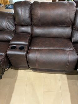 Large living room set brown leather