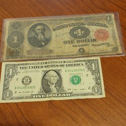 1891 Large Size US Treasury Note One Dollar 