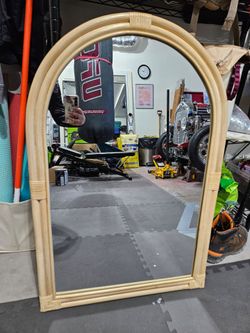 Arched Rattan Wall Mirror Boho