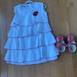 DARLING DRESS WITH RED SPARKLY SHOES 