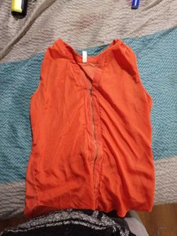 Orange Sleeveless Zip-Front Top