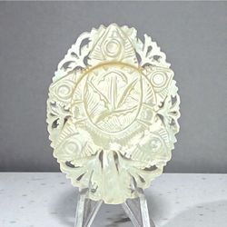 Vintage Floral Brooch Carved Mother of Pearl Handmade
