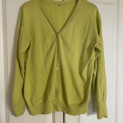 Lime Green Ladies Cotton Cardigan