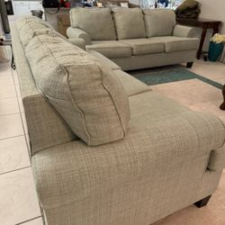 2 Pc Large Sofa Set – Light Ocean Fabric – Modern/Contemporary Living Room Set