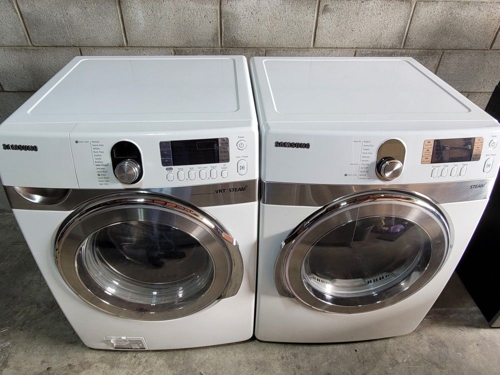 Samsung Front Loading Washer And Stackable Gas Dryer Set