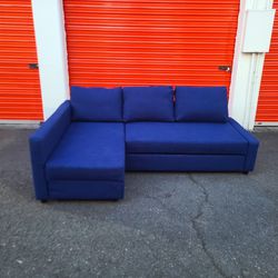 Blue Sleeper Sectional Couch w/Storage - Free Delivery