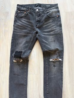 Purple Brand P001 Black Animal Repair Jeans