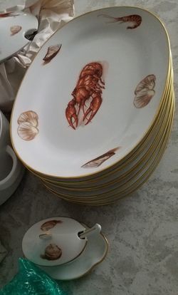 Richard Ginori Lobster Plates And Butter Dishes