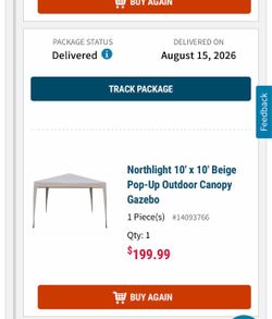 Northlight 10x10 Beige Pop-Up Canopy Gazebo