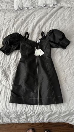 Brand New GANNI Black Tafetta Dress – Size S (FR 36)
