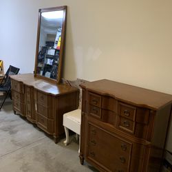 Two antique dressers, one with mirror needs minor work needs a handle and light sanding on top