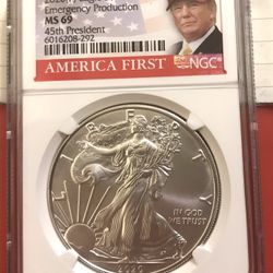 TRUMP 2020 MS69 Emergency Issue Silver Eagle