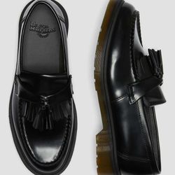 Dr Martens Black Adrian Polished Smooth Leather Tassel Loafers