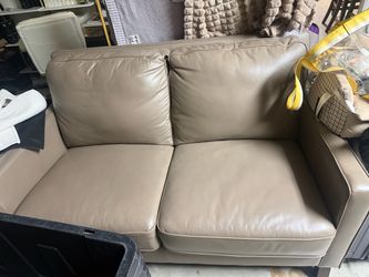Tan Leather Loveseat Sofa