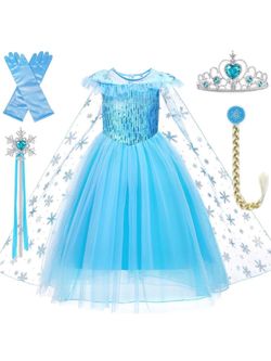 HAWEE Princess Dress Queen Costume Halloween Cosplay Dress up for Toddler Girls with Accessories