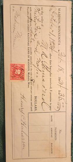 Feb 18, 1924 Promissory Note 