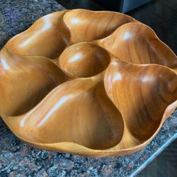 MONKEY POD WOOD PLATTER SERVING DISH VINTAGE LAZY SUSAN WOODEN TRAY BLAIR HAWAII MONKEY POD OBO