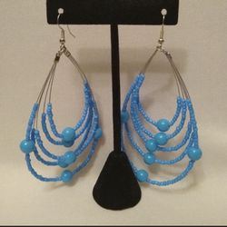 Earrings four layers circle turquoise