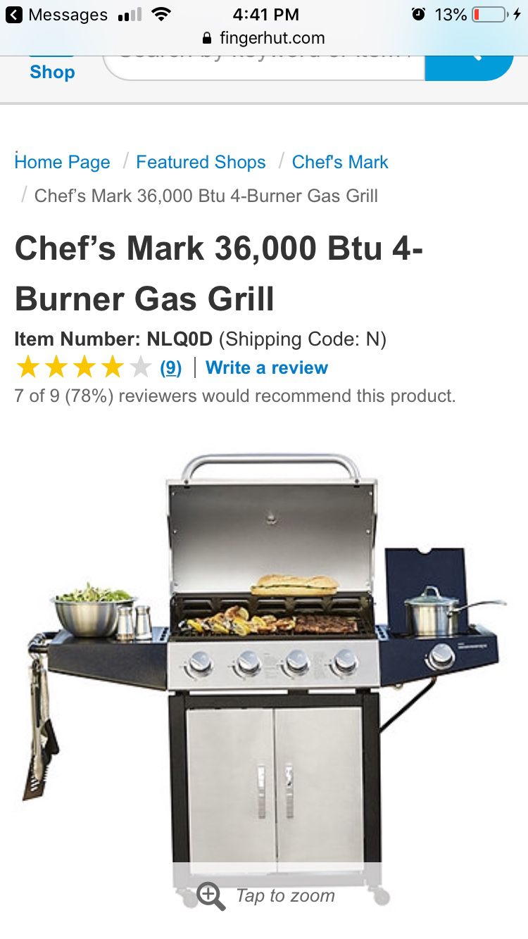 BBQ/Grill (Chef’s Mark 36,000 Btu 4-Burner Gas Grill)