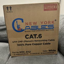 New York Cables CAT6 Plenum Cable - 1000ft (White, Brand New)