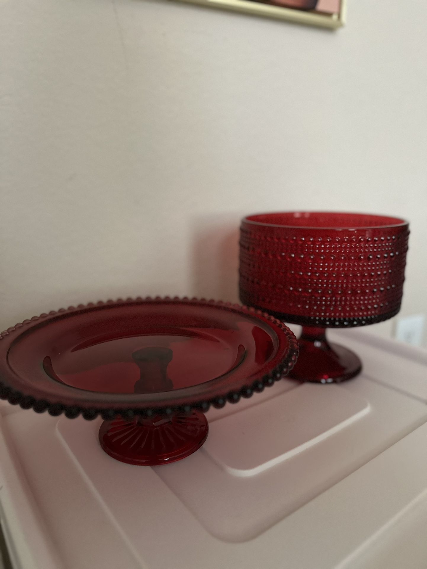 Red Glass Cake Stand