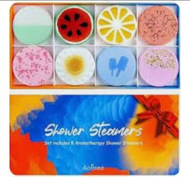 Aofmee 8 Shower Bombs Lavender Gift Set, Orange Shower Steamers Tablets with Essential Oils, Bubble Bath Spa/Relaxation Gifts