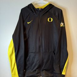 NIKE dri-fit university oregon ducks hoodie full zip track style Jacket sz L