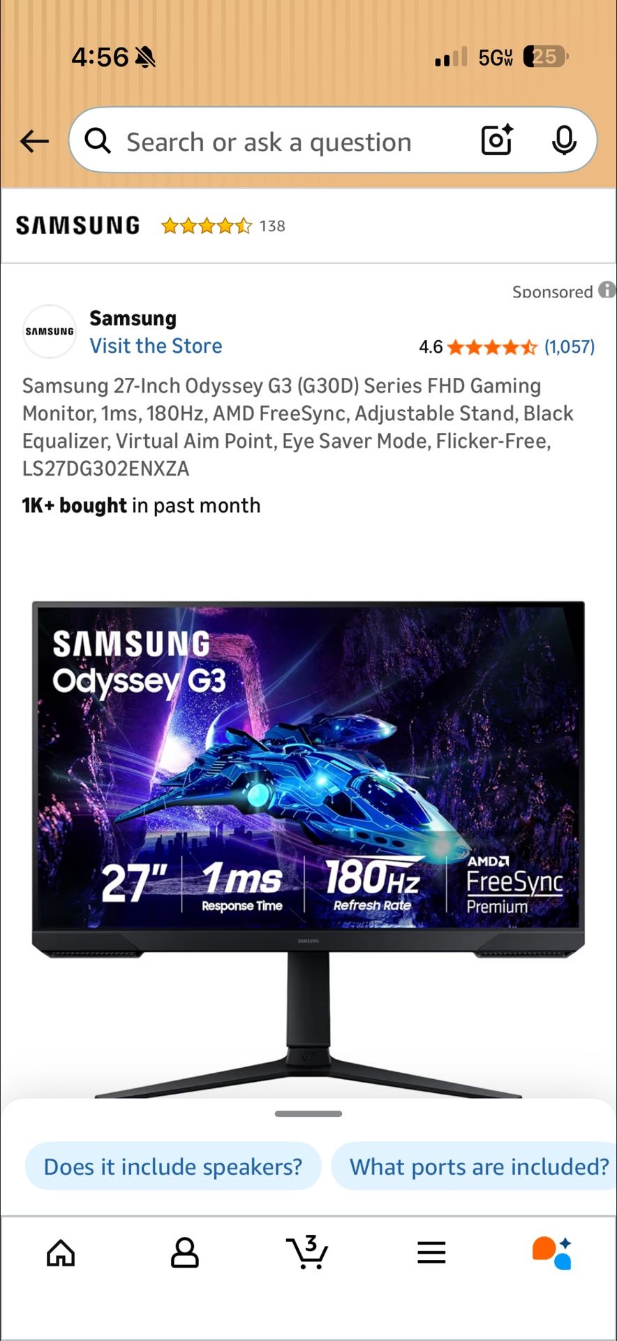 Samsung Odyssey G3 27in