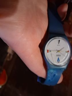 Swatch Watch 4-Flags Classic Vintage Collection w/ Blue Strap
